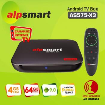 ALPSMART 4K ANDROID BOX  AS575-X3  AIR MOUSE  AND 9.0  4/64 GB